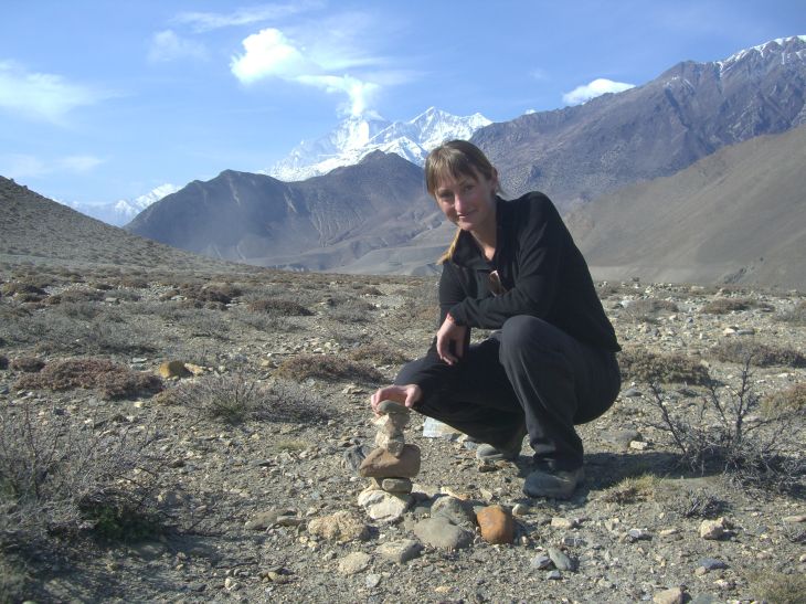 Collecting rocks in Nepal